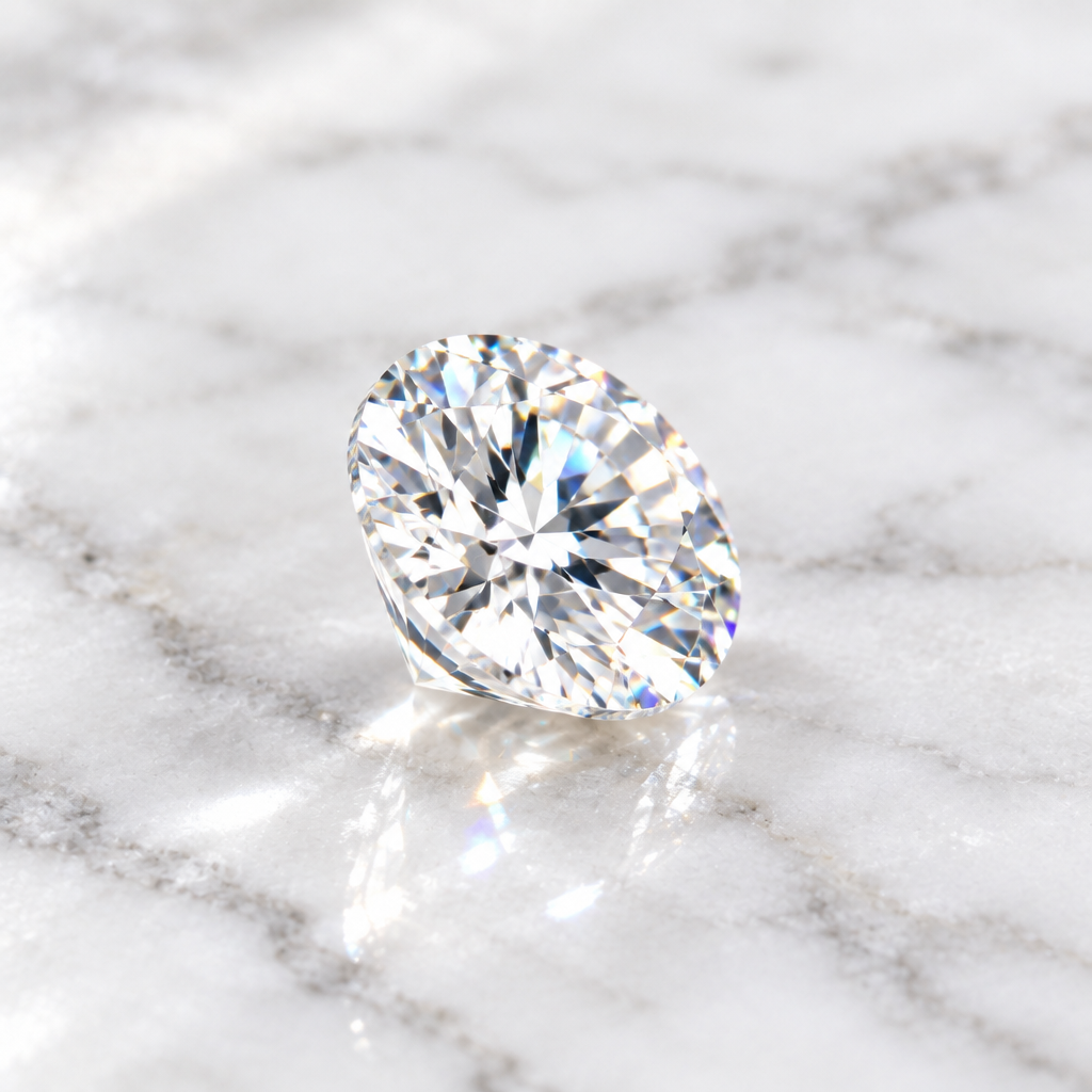 0.50ct Round Moissanite - Side Angle
