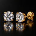 0.5ct Round Brilliant Moissanite Stud Earrings - Gold over Silver
