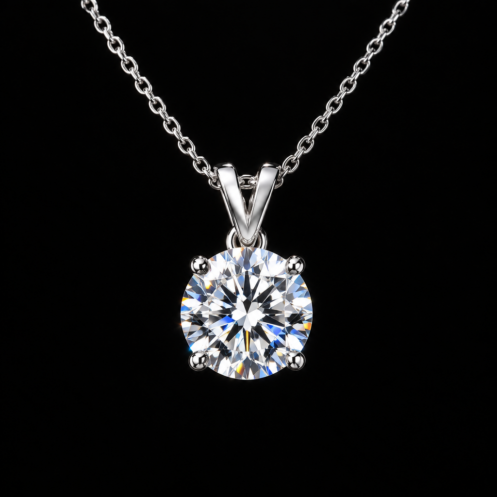 1ct D Color Moissanite Solitaire Necklace