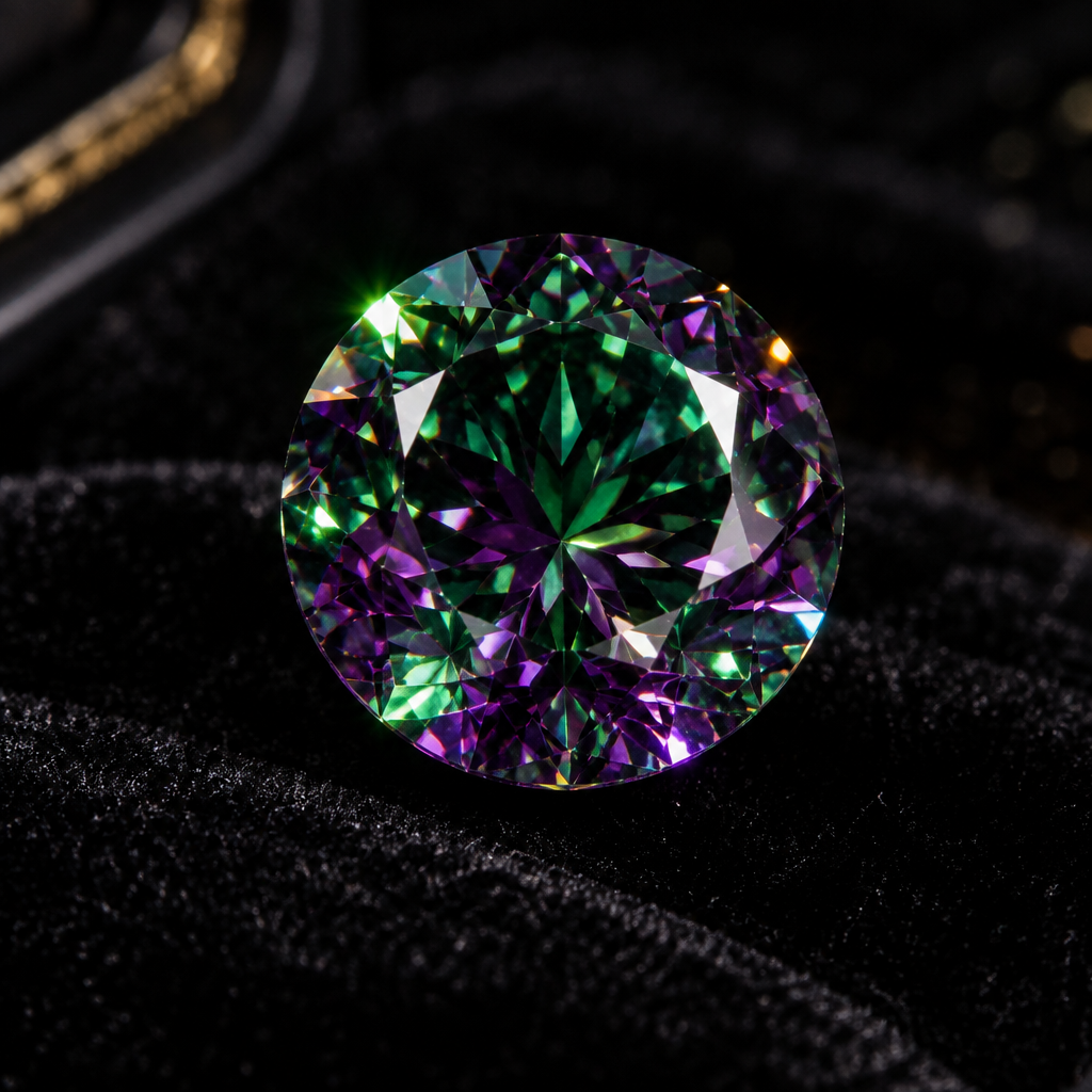 1 Ct Rainbow Green Loose Moissanite