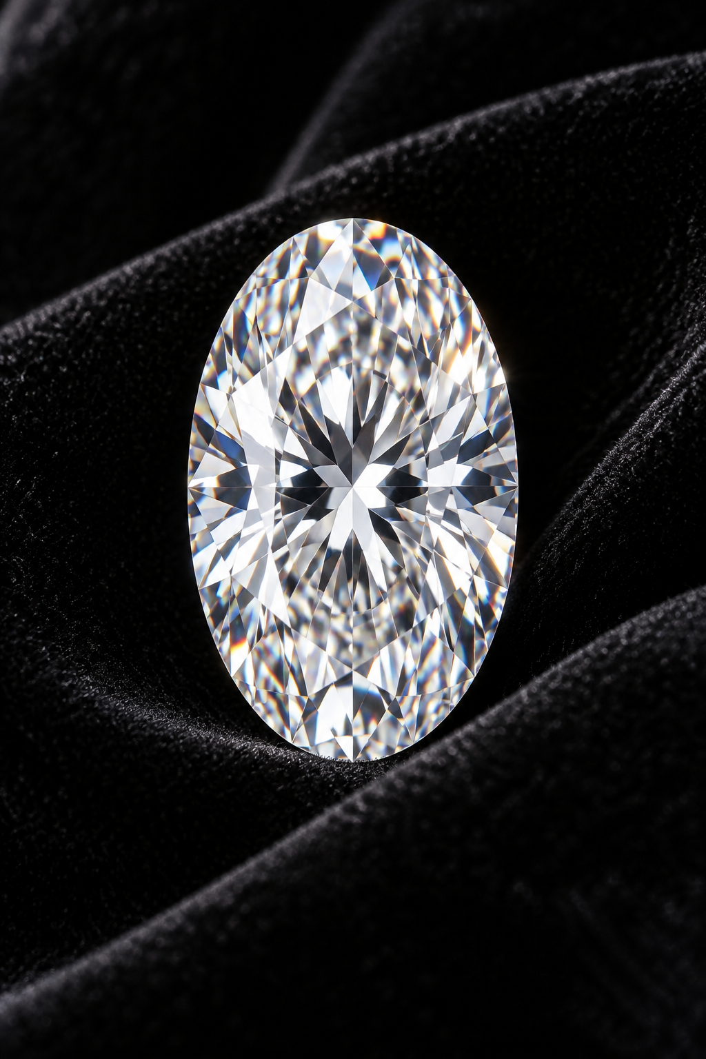 5ct Oval Loose Moissanite D Color VVS1 on black velvet