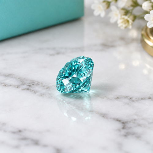 Tiffany Blue Moissanite - Side Angle